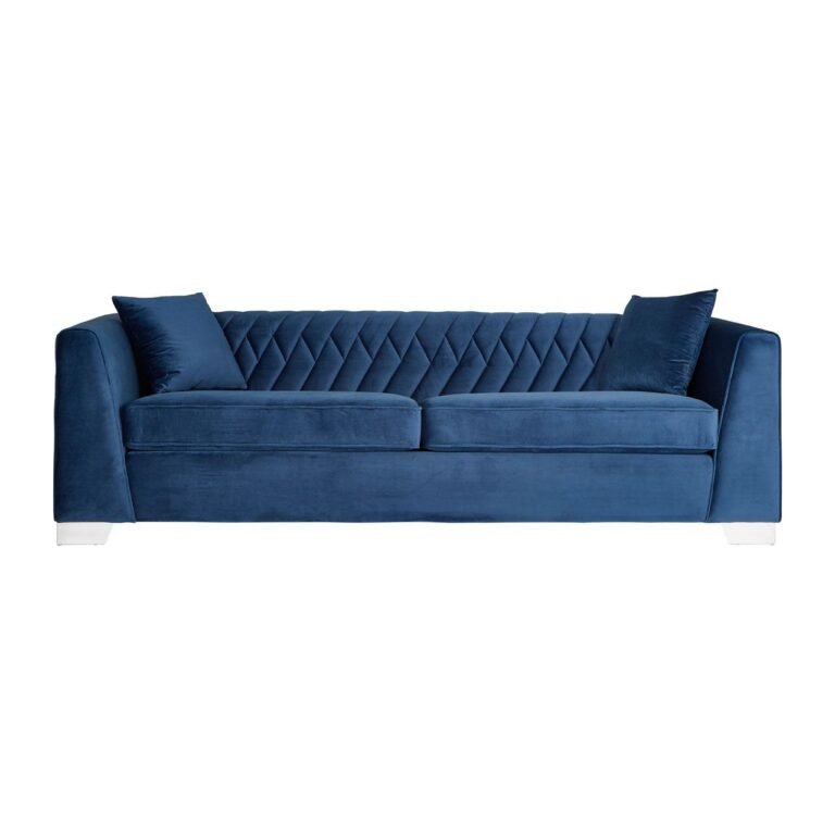 Hampiere Dark Blue Velvet 3 Seat Sofa