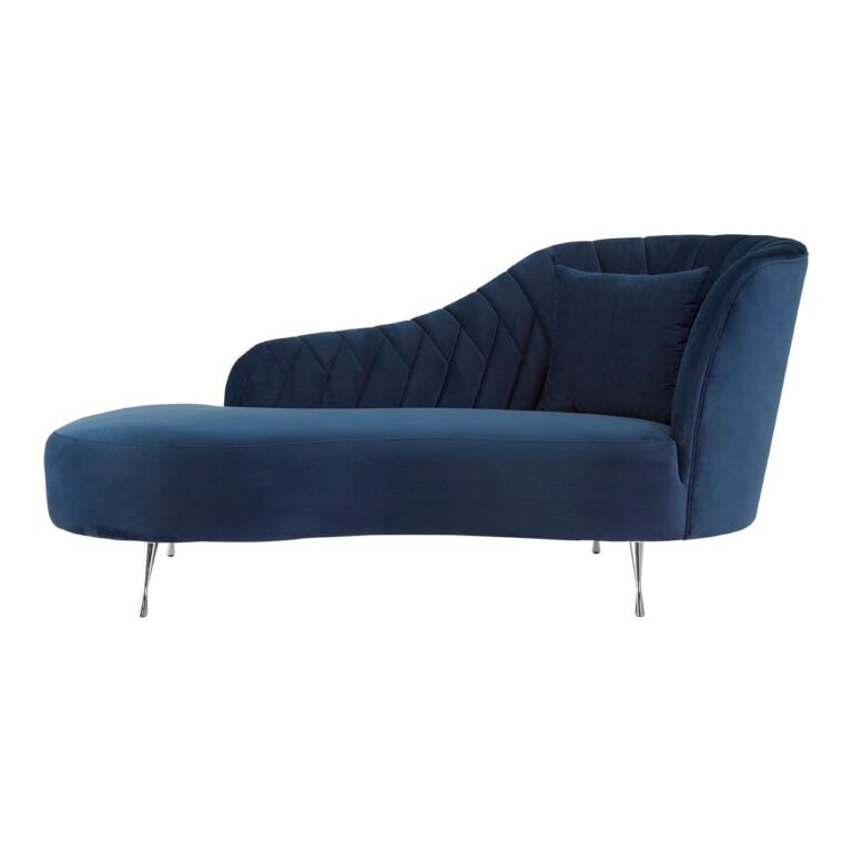 Monder Dark Blue Velvet Right Arm Chaise Longue