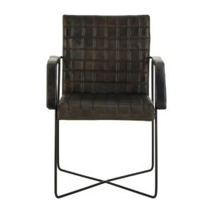 Olk Buffalo Iron / Grey Leather Weave Chair