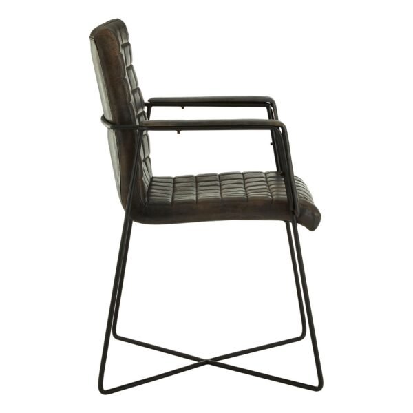 Olk Buffalo Iron / Grey Leather Weave Chair - Image 3