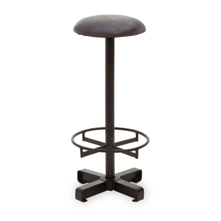 Olk Buffalo Antique Blue Leather Bar Stool