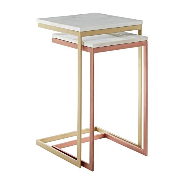 Tiston White Marble Tops Nesting Tables