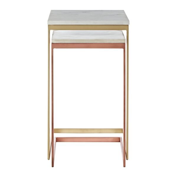 Tiston White Marble Tops Nesting Tables - Image 2