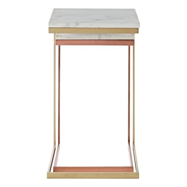 Tiston White Marble Tops Nesting Tables - Image 4