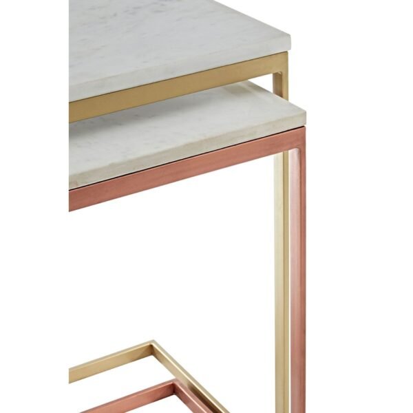 Tiston White Marble Tops Nesting Tables - Image 6