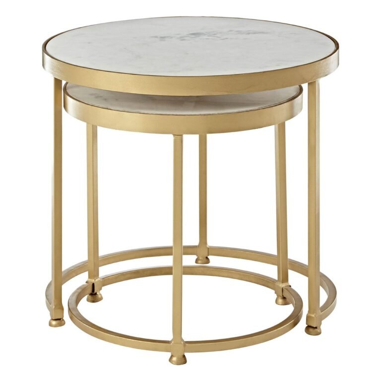Tiston White Marble/Metal Base Nesting Tables