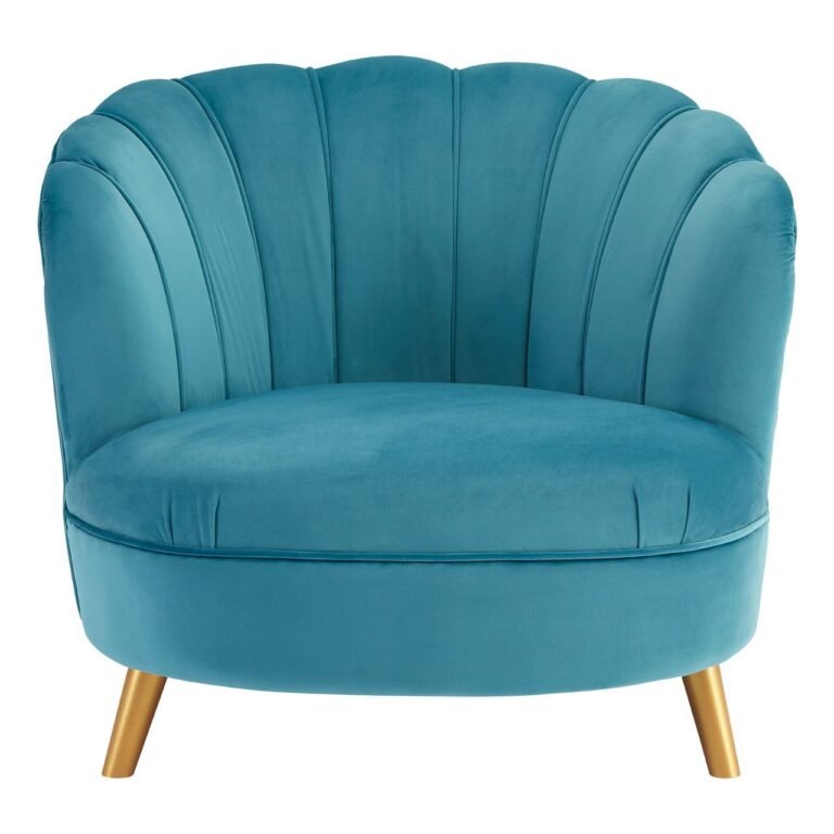 Stratif Blue Velvet Chair With Gold Wood Legs