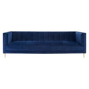 Ortili Deep Blue Velvet 3 Seat Sofa