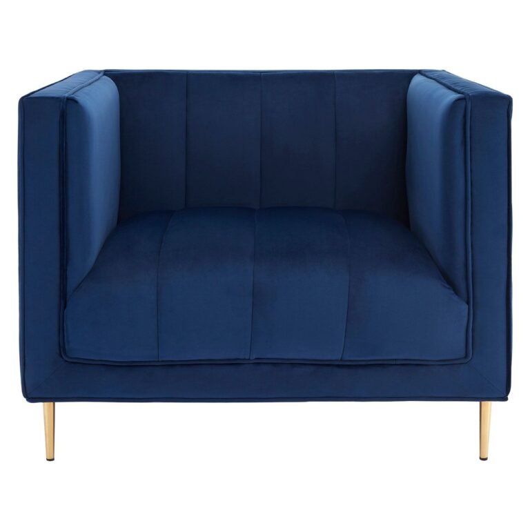 Ortili Deep Blue Velvet Armchair