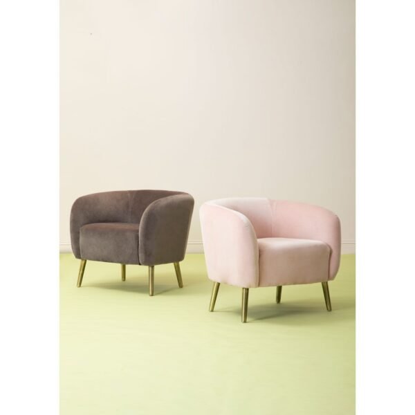Uxor Pink Velvet Round Armchair - Image 10