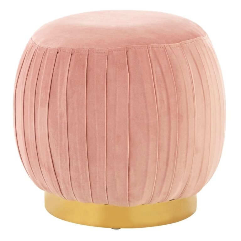 Uxor Pink Velvet Round Footstool