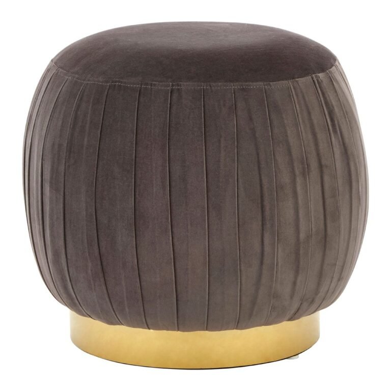 Uxor Grey Velvet Round Footstool