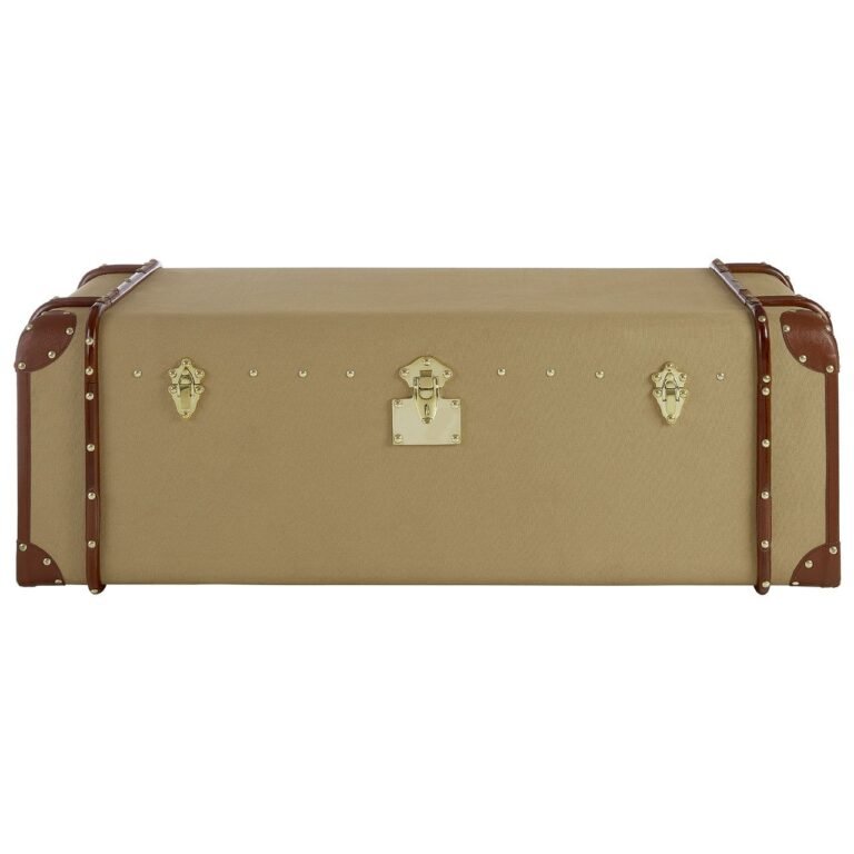 Oletta Leather Trim Canvas Coffee Table