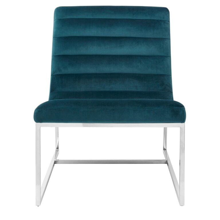 Aiste Teal Velvet Curved Cocktail Chair