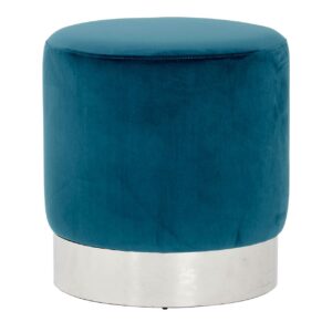 Aiste Teal Velvet Round Stool