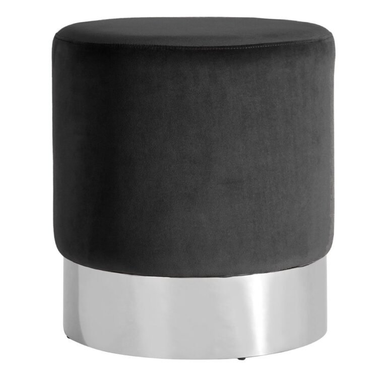 Aiste Black Velvet Round Stool