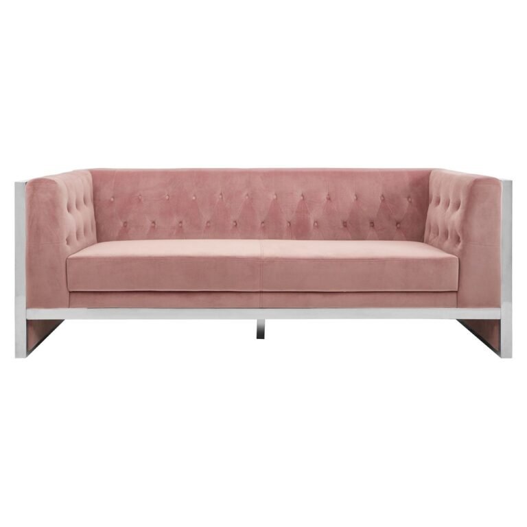 Aiste 3 Seat Pink Velvet Sofa