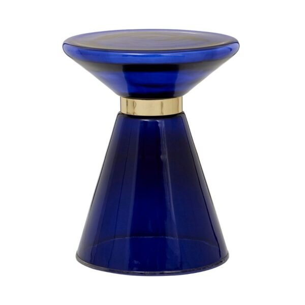 Sunning Blue Glass / Gold Finish Side Table - Image 2