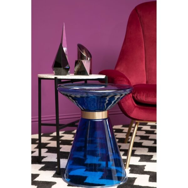 Sunning Blue Glass / Gold Finish Side Table - Image 8