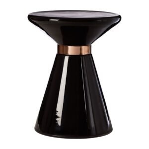 Sunning Black Glass / Copper Finish Side Table