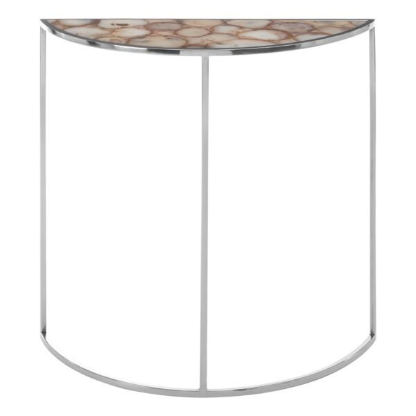 Ridge Half Moon White Agate Top Table