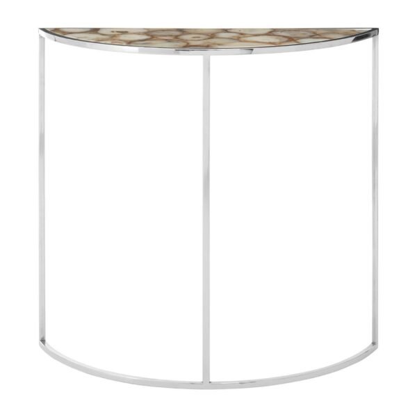 Ridge Half Moon White Agate Top Table - Image 2