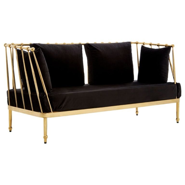 Eaia 2 Seat Gold Finish Tapered Arms Sofa