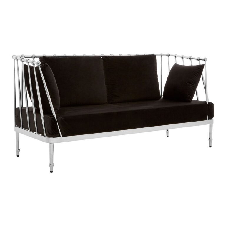 Eaia 2 Seat Silver Finish Tapered Arms Sofa