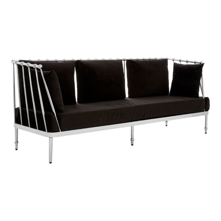 Eaia 3 Seat Silver Finish Tapered Arms Sofa