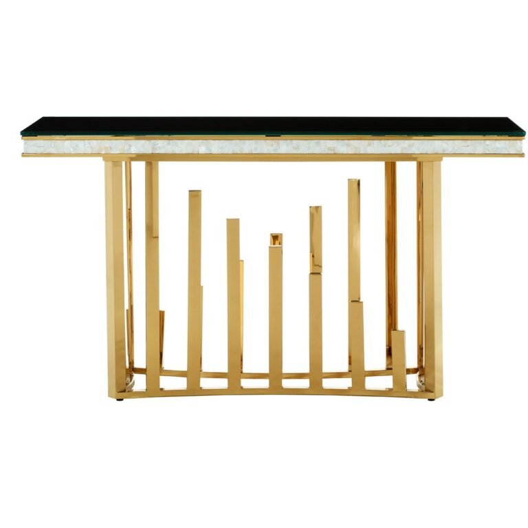 Liziere Gold Finish Console Table