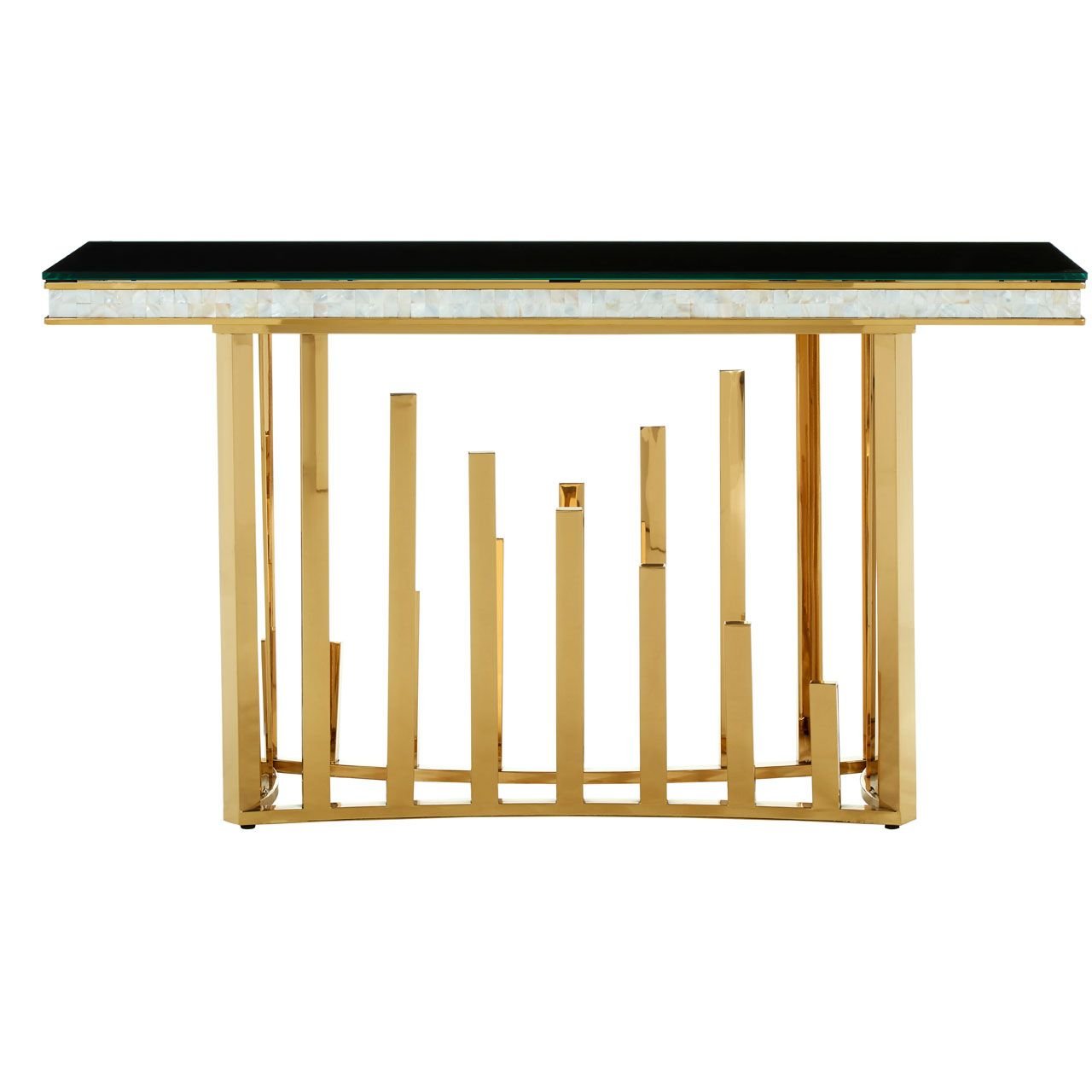 Liziere Gold Finish Console Table Liziere Gold Finish Console Table