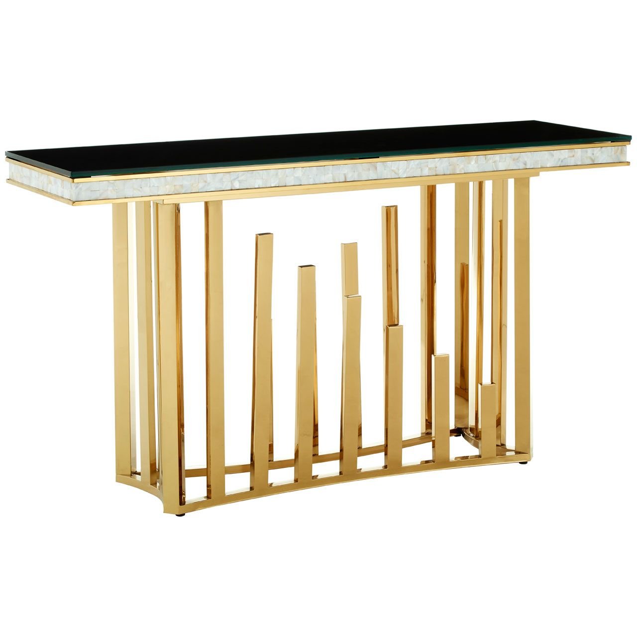 Liziere Gold Finish Console Table Liziere Gold Finish Console Table