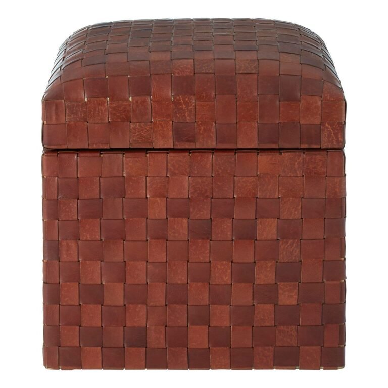 Harrington Genuine Brown Leather Storage Stool