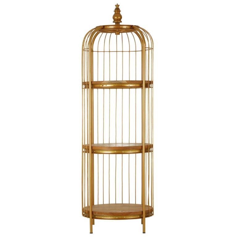 Elvetham Medium Gold Finish Birdcage Shelf Unit