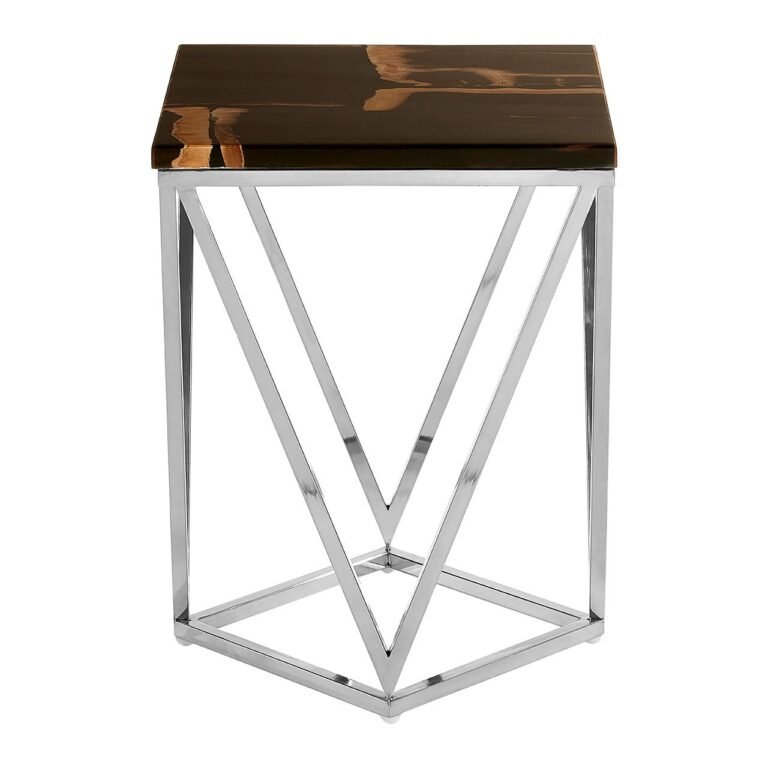 Guise Dark Petrified Wood Top Side Table
