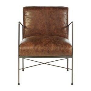 Albemarle Genuine Brown Leather Dining Chair