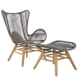 Khart Grey Rope Lounge Chair And Footstool