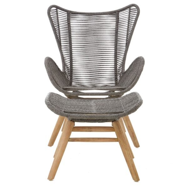 Khart Grey Rope Lounge Chair And Footstool - Image 2