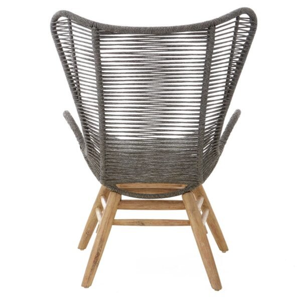 Khart Grey Rope Lounge Chair And Footstool - Image 4