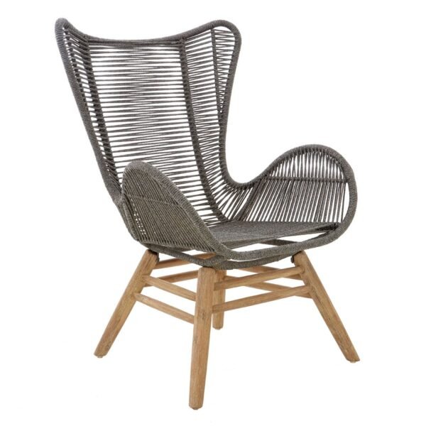 Khart Grey Rope Lounge Chair And Footstool - Image 6