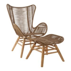 Khart Latte Rope Lounge Chair And Footstool