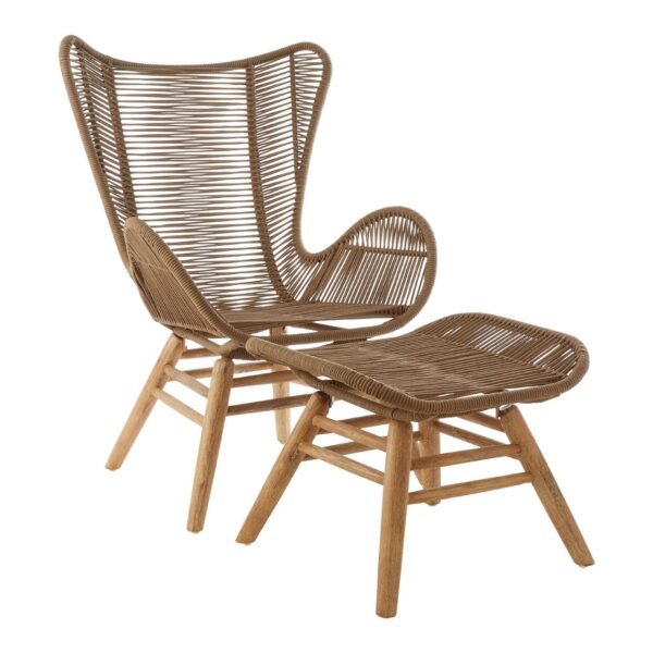 Khart Latte Rope Lounge Chair And Footstool