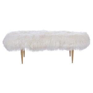 Fins White Sheepskin Bench