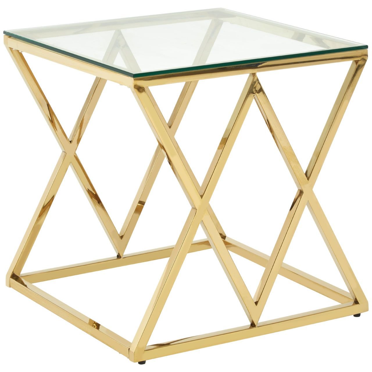 Allure Gold Finish End Table LIVING ROOM, Side Tables Eclectic Niche
