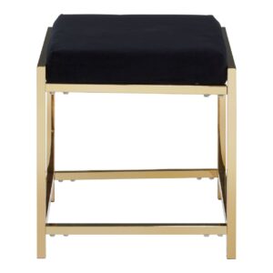 Alia Black Velvet / Gold Finish Stool