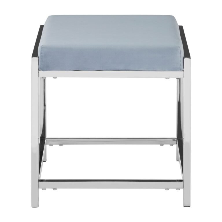 Alia Powder Blue Velvet / Silver Stool