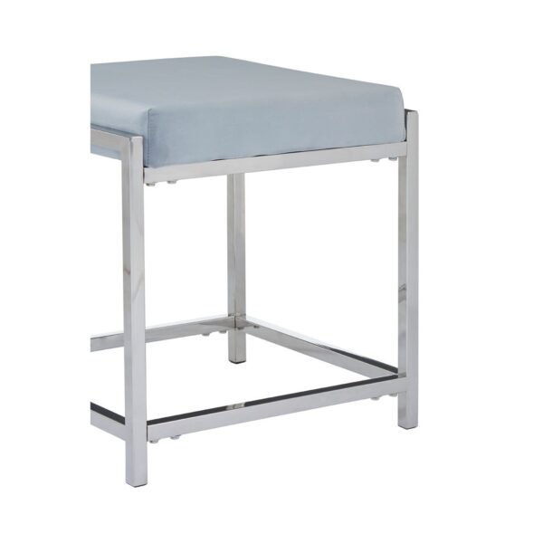 Alia Powder Blue Velvet / Silver Stool - Image 5