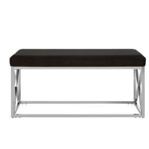 Alia Black Velvet / Silver Finish Bench