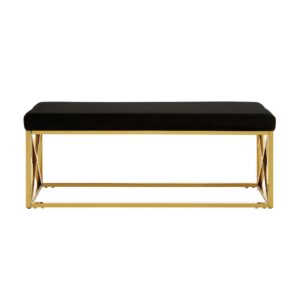 Alia Black Velvet / Gold Finish Bench