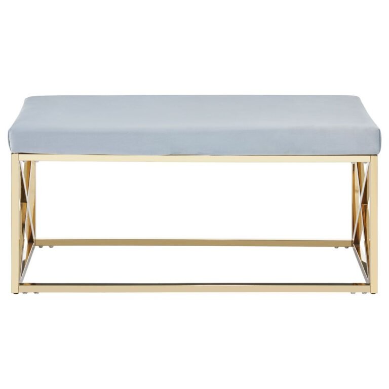 Alia Powder Blue Velvet / Gold Bench